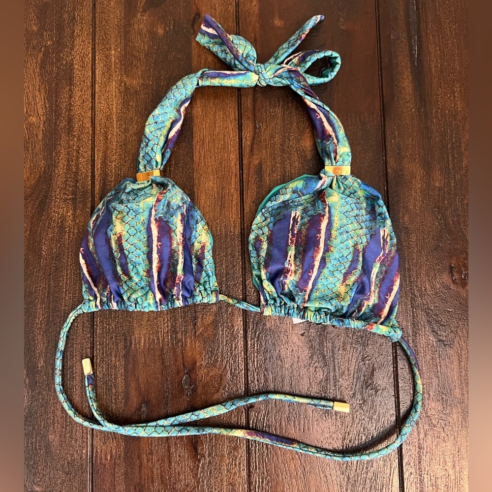 Vix Snake Print Turquoise and Purple Bikini Top